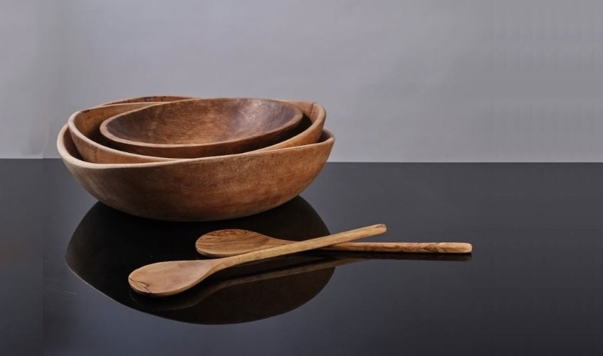 Terraklay large contemporary wood bowls