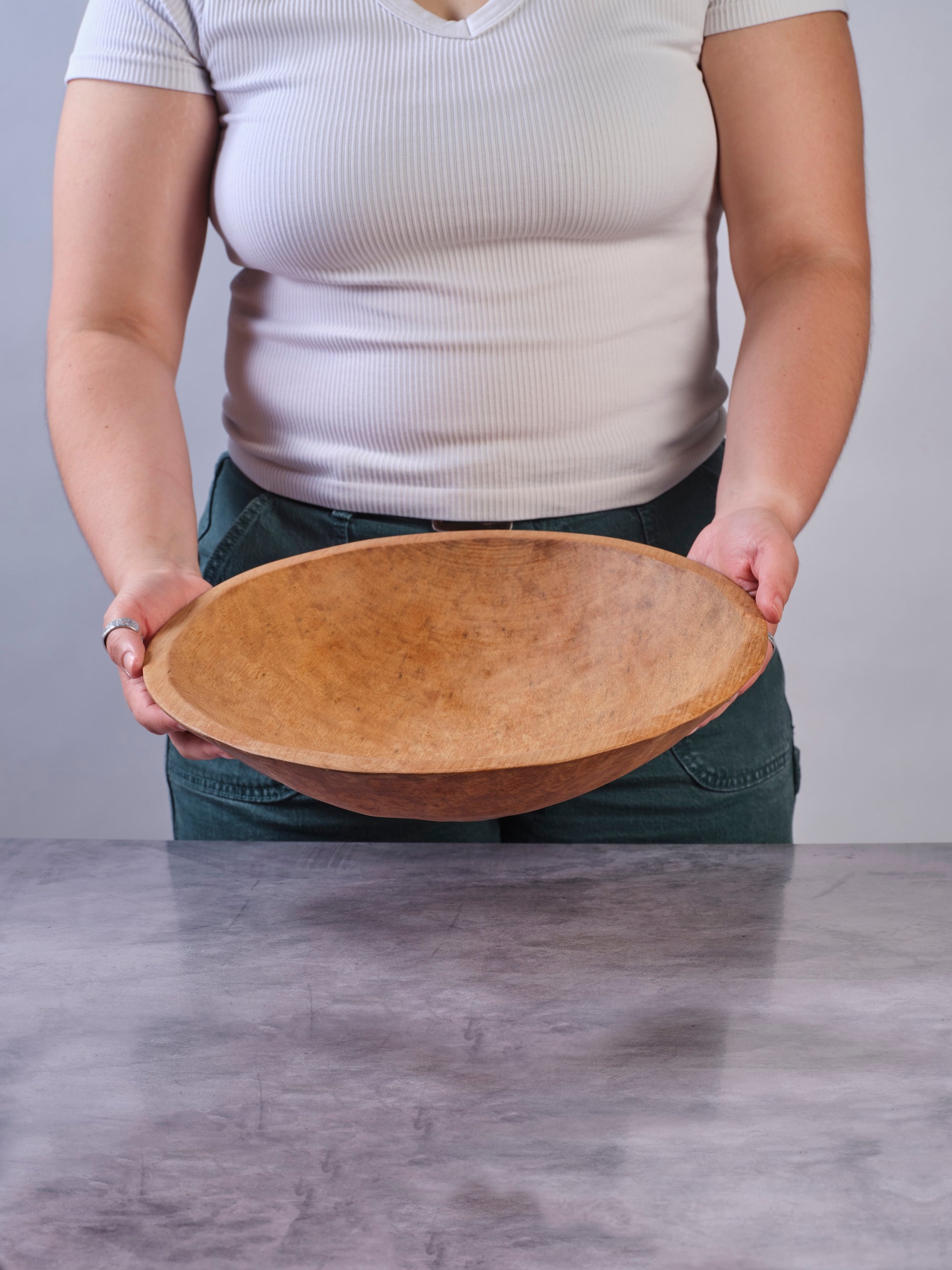 Medium 14 inch Classic Round Wood Bowl