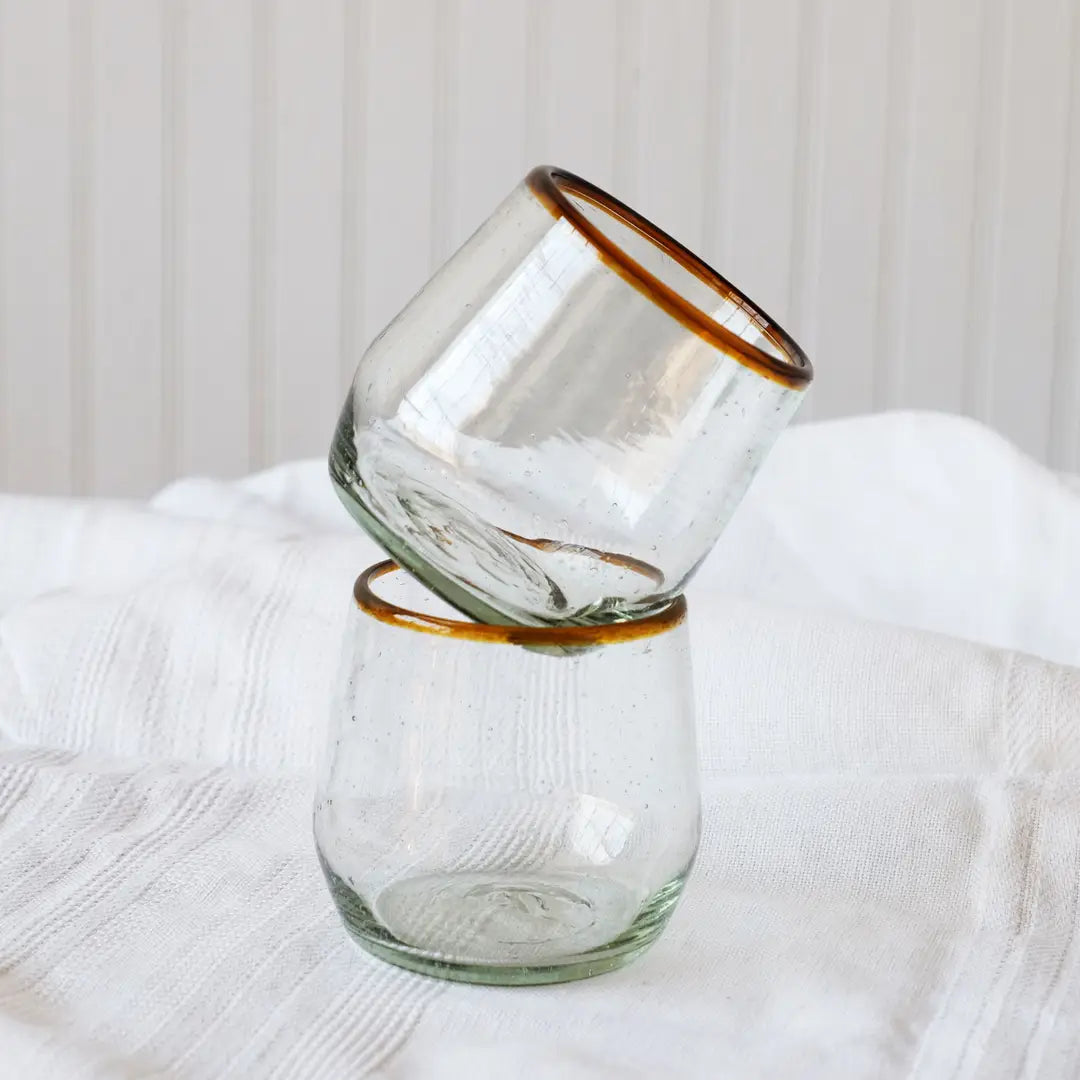 Amber Rim Roly Wine Glass