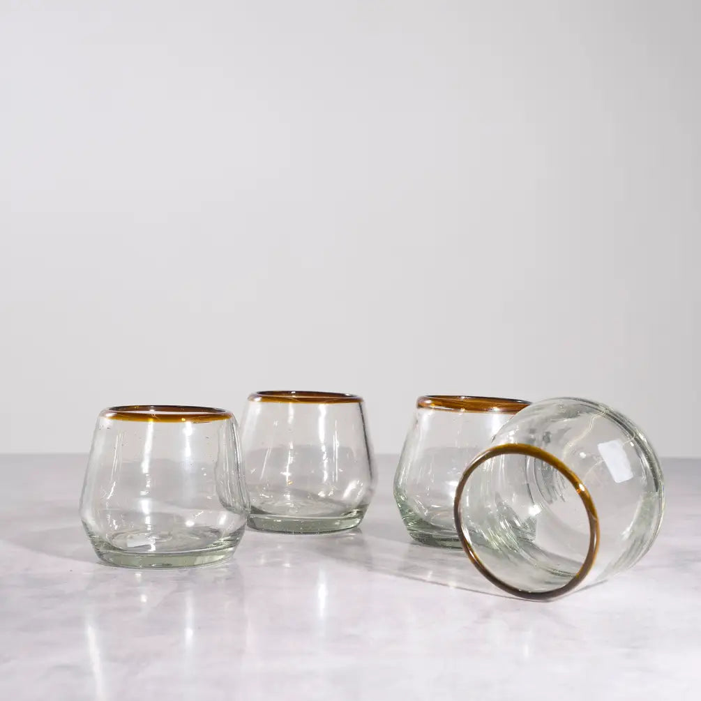 Amber Rim Roly Wine Glass