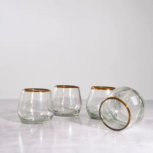 Amber Rim Roly Wine Glass