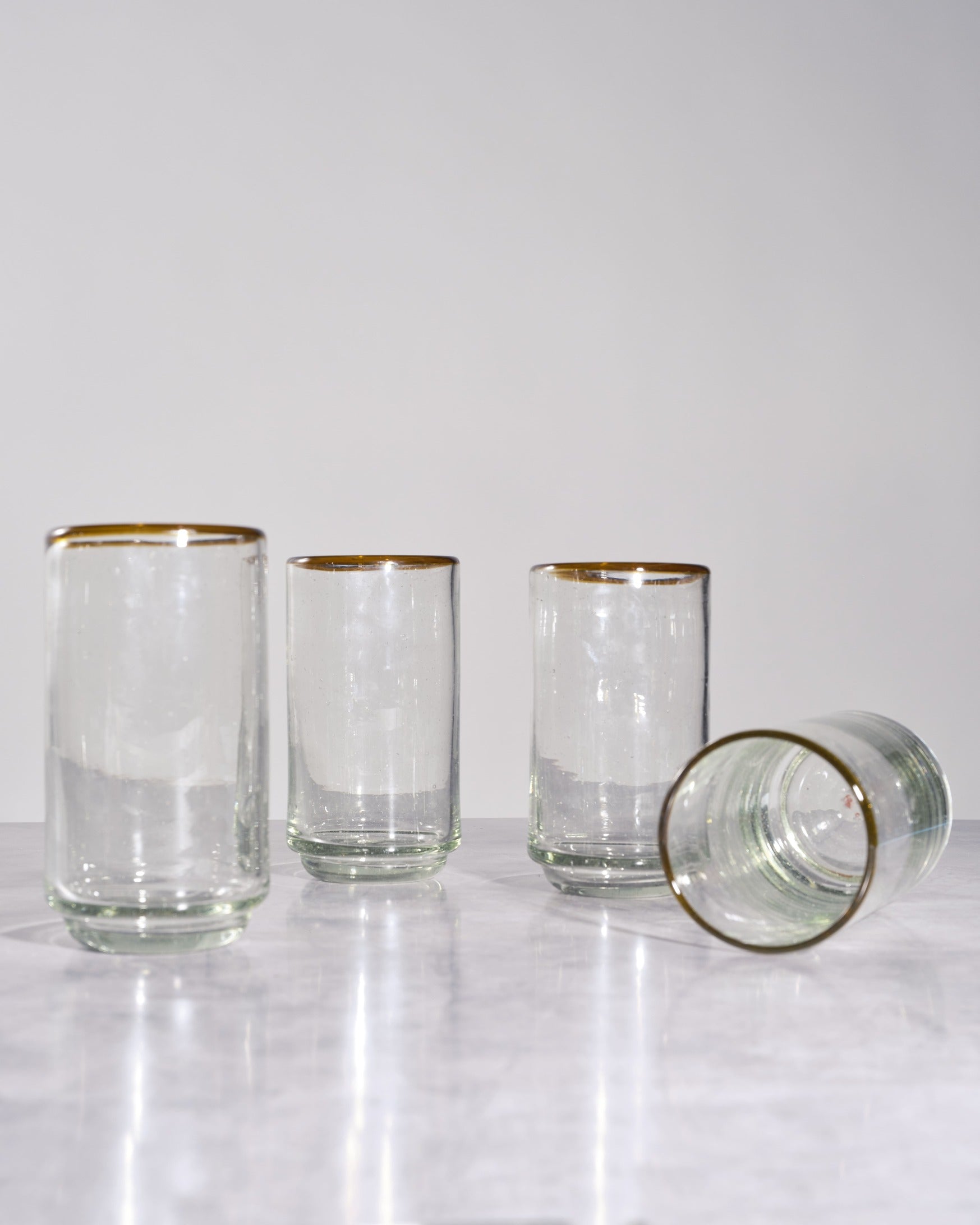 Large Amber Rim Stacking Glass