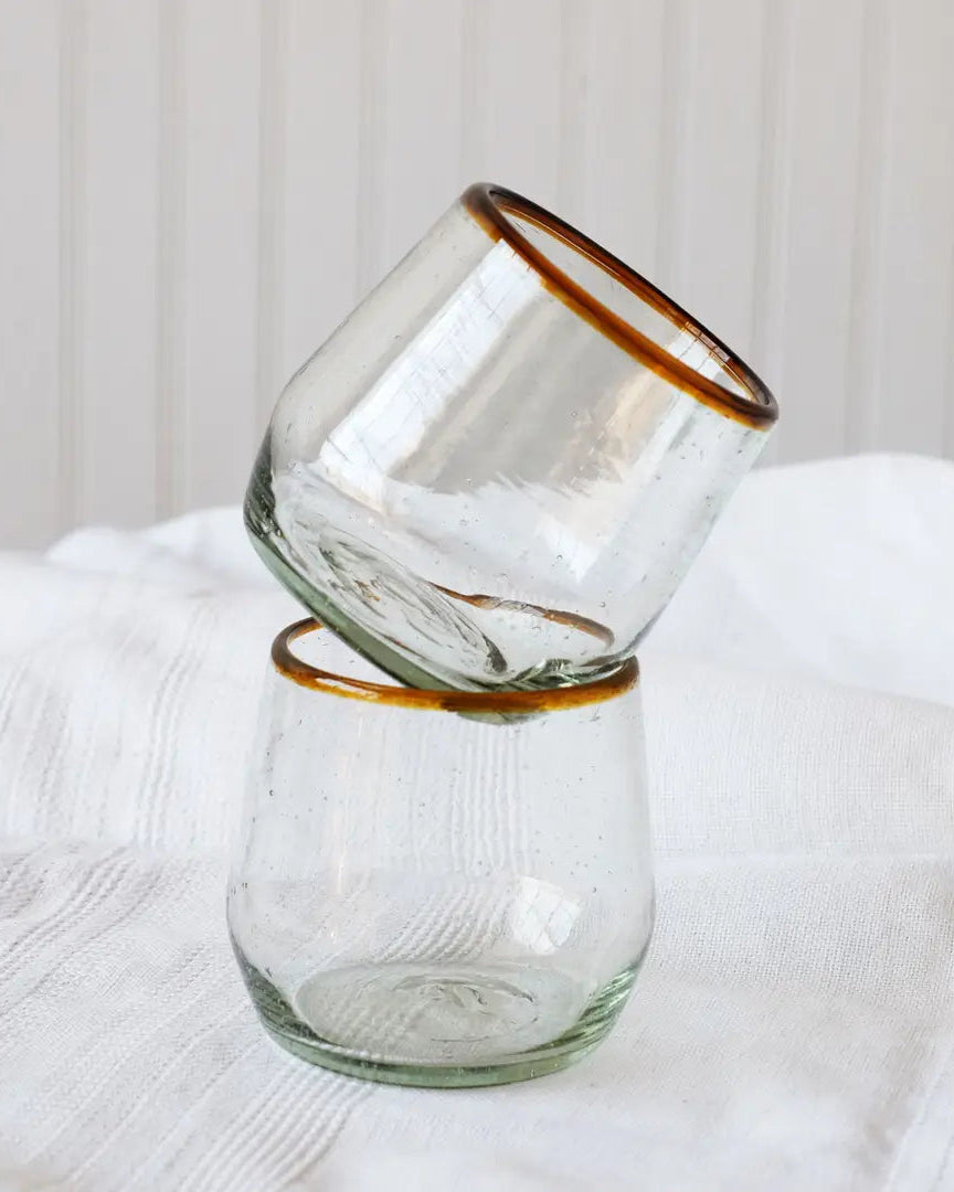 Amber Rim Roly Wine Glass