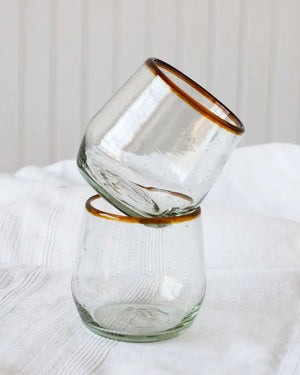 Amber Rim Roly Wine Glass