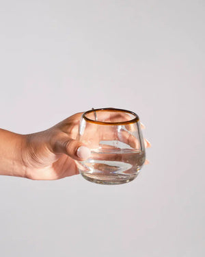 Amber Rim Roly Wine Glass