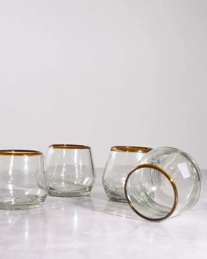 Amber Rim Roly Wine Glass