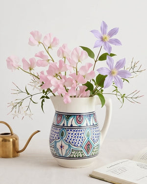 Amira Hand-painted Flower Vase and Pitcher