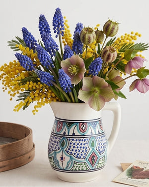 Amira Hand-painted Flower Vase and Pitcher