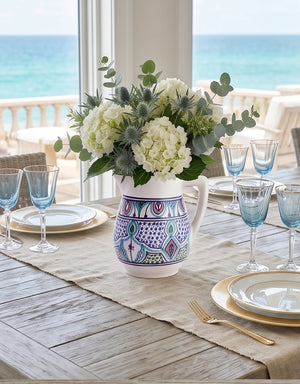 Amira Hand-painted Flower Vase and Pitcher