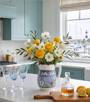 Amira Hand-painted Flower Vase and Pitcher