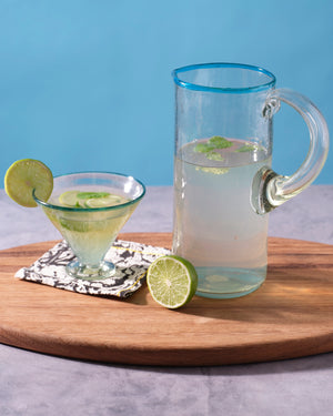Margarita Glasses - Hand-Blown Recycled Glass, Set of 4