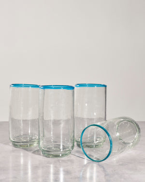 Large Stacking Glasses - Hand-Blown Recycled Glass, Set of 4