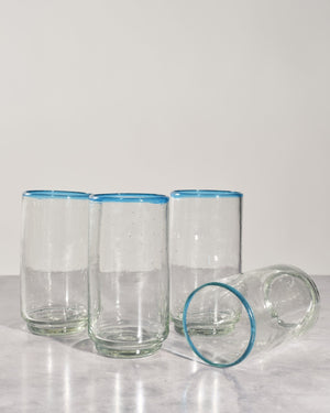 Large Aqua Rim Stacking Glass