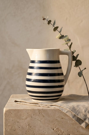 Veranda Black Stripe Ceramic Flower Vase & Pitcher