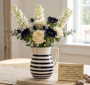 Veranda Black Stripe Ceramic Flower Vase & Pitcher
