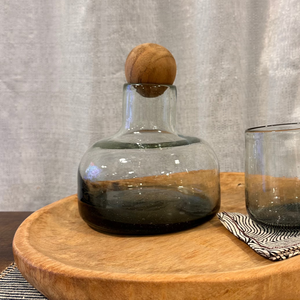 Black Orlando Decanter with Wood Topper
