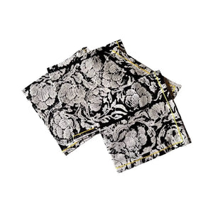 Black Floral Cocktail Napkins – Set of 4