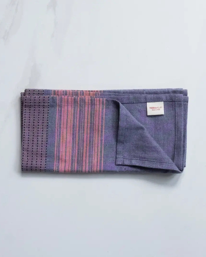 Blue Napkins with Pink Stripes – Set of 4