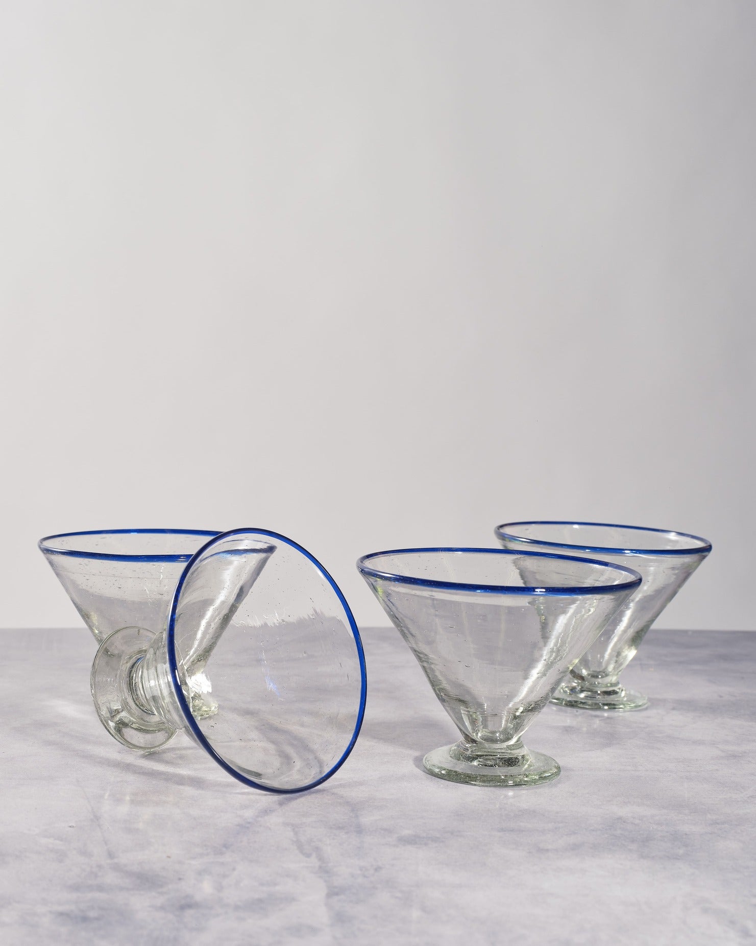 Blue Rim Margarita Glass