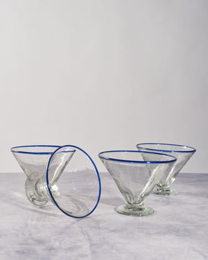 Blue Rim Margarita Glass