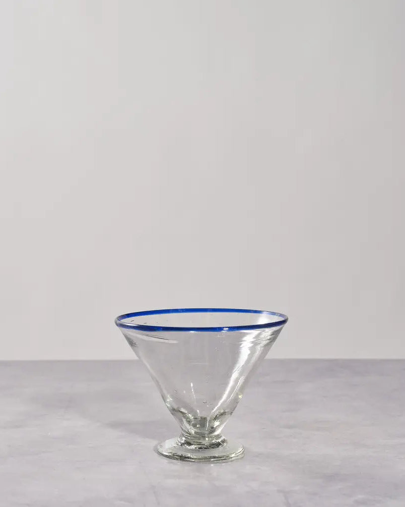Blue Rim Margarita Glass