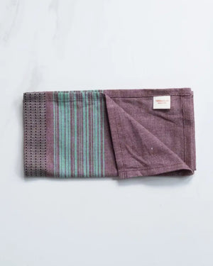 Brown Cotton Dinner Napkins with Teal Stripes – Set of 4