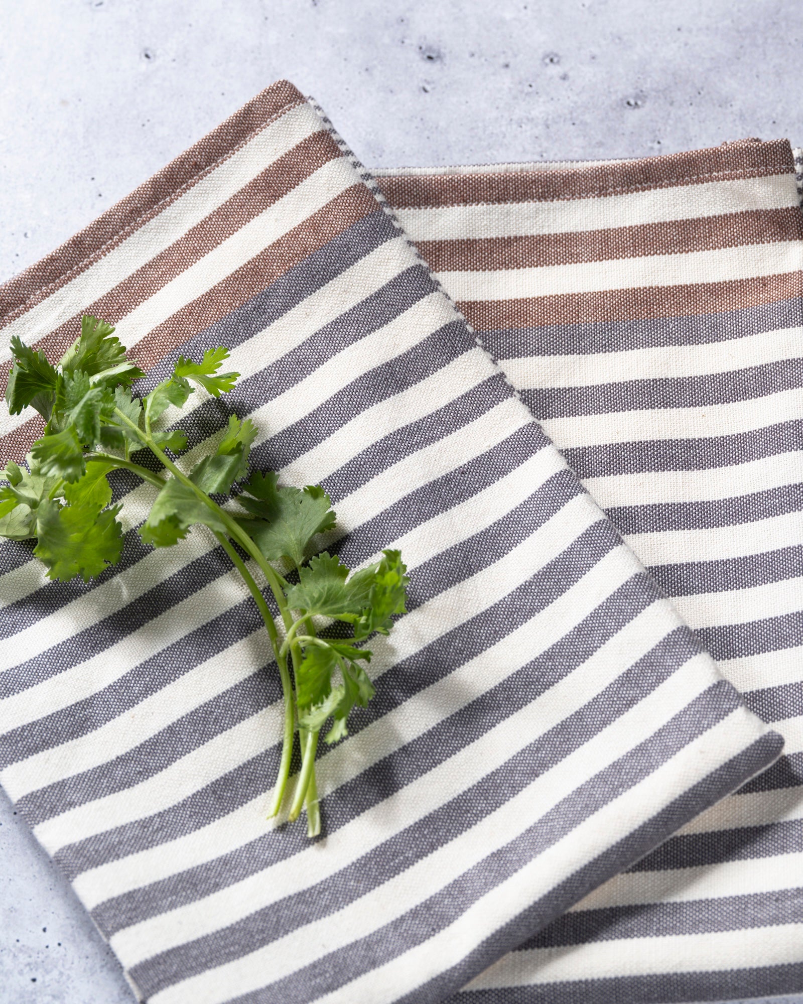 Brown & Gray Stripe Organic Cotton Tea Towels – Set of 2