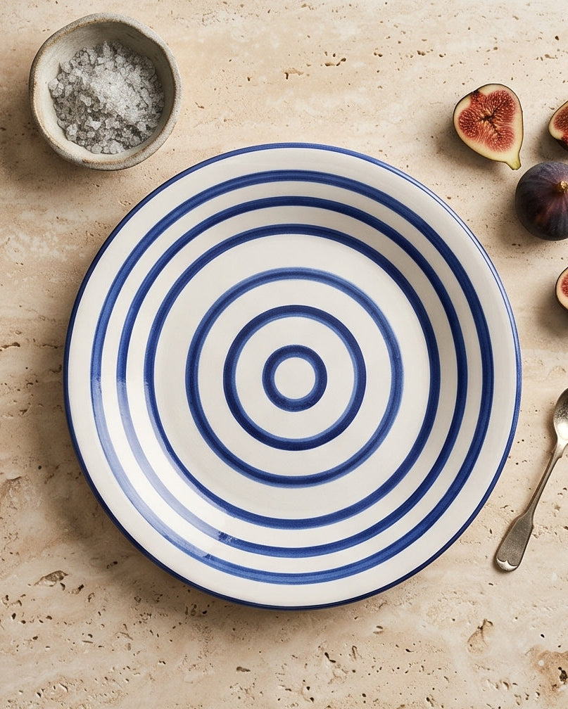 Cobalt Stripe Round Platter
