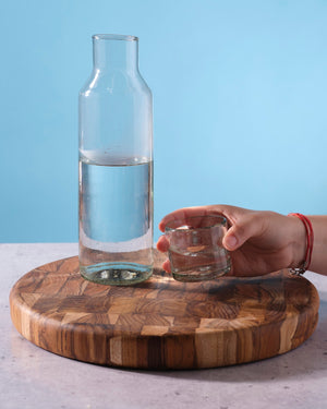 Hand Blown Round Glass Carafe Set