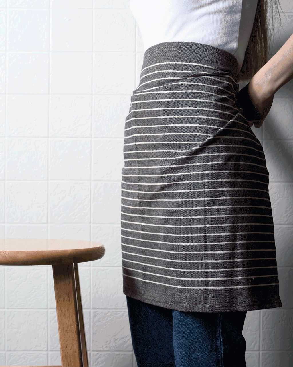 Gray Striped Cotton Tea Towels 