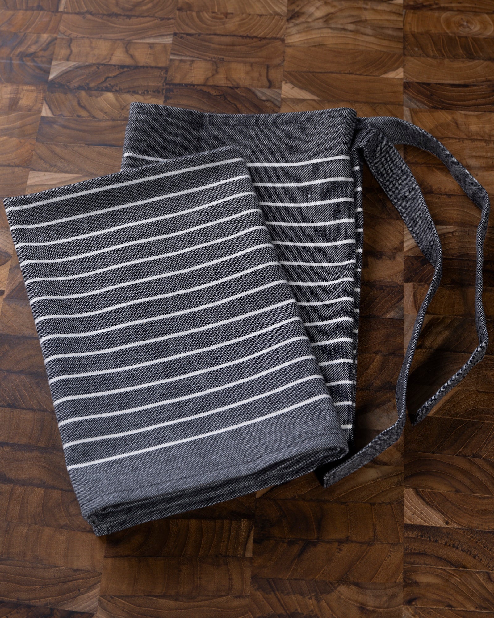 Gray Striped Cotton Tea Towels - Set of 2