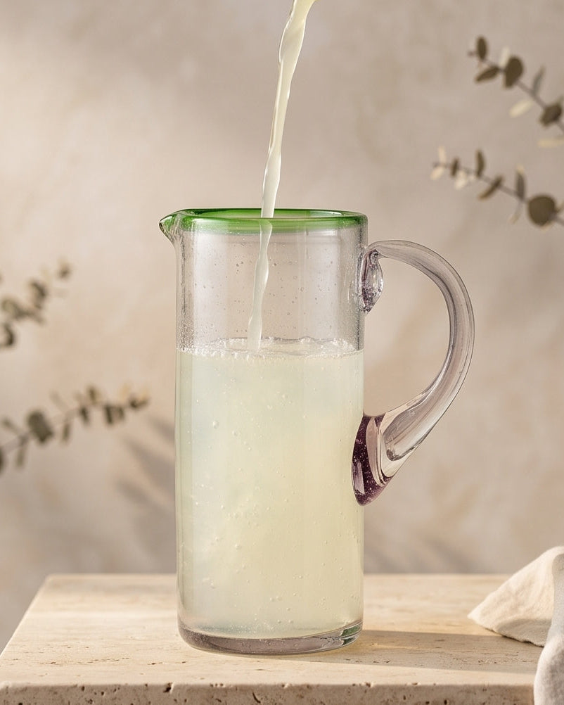 Green Rim Glass Pitcher