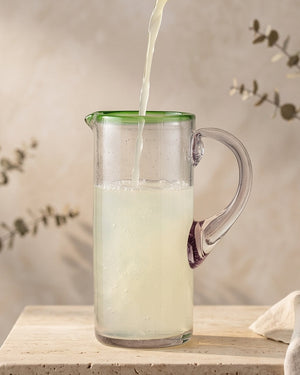 Green Rim Glass Pitcher
