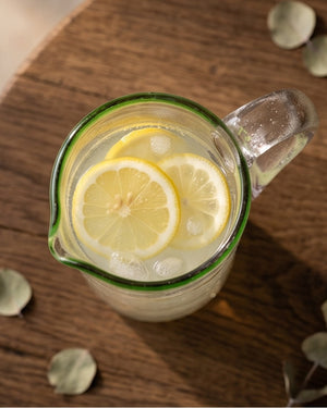 Green Rim Glass Pitcher