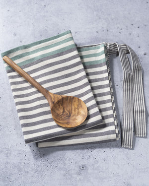 Green & Gray Stripe Organic Cotton Tea Towels – Set of 2