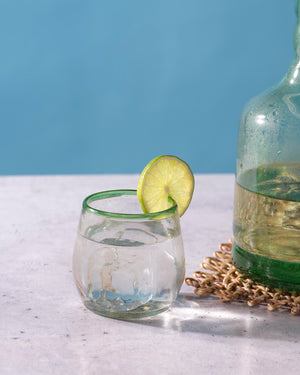 Green Rim Roly Wine Glass