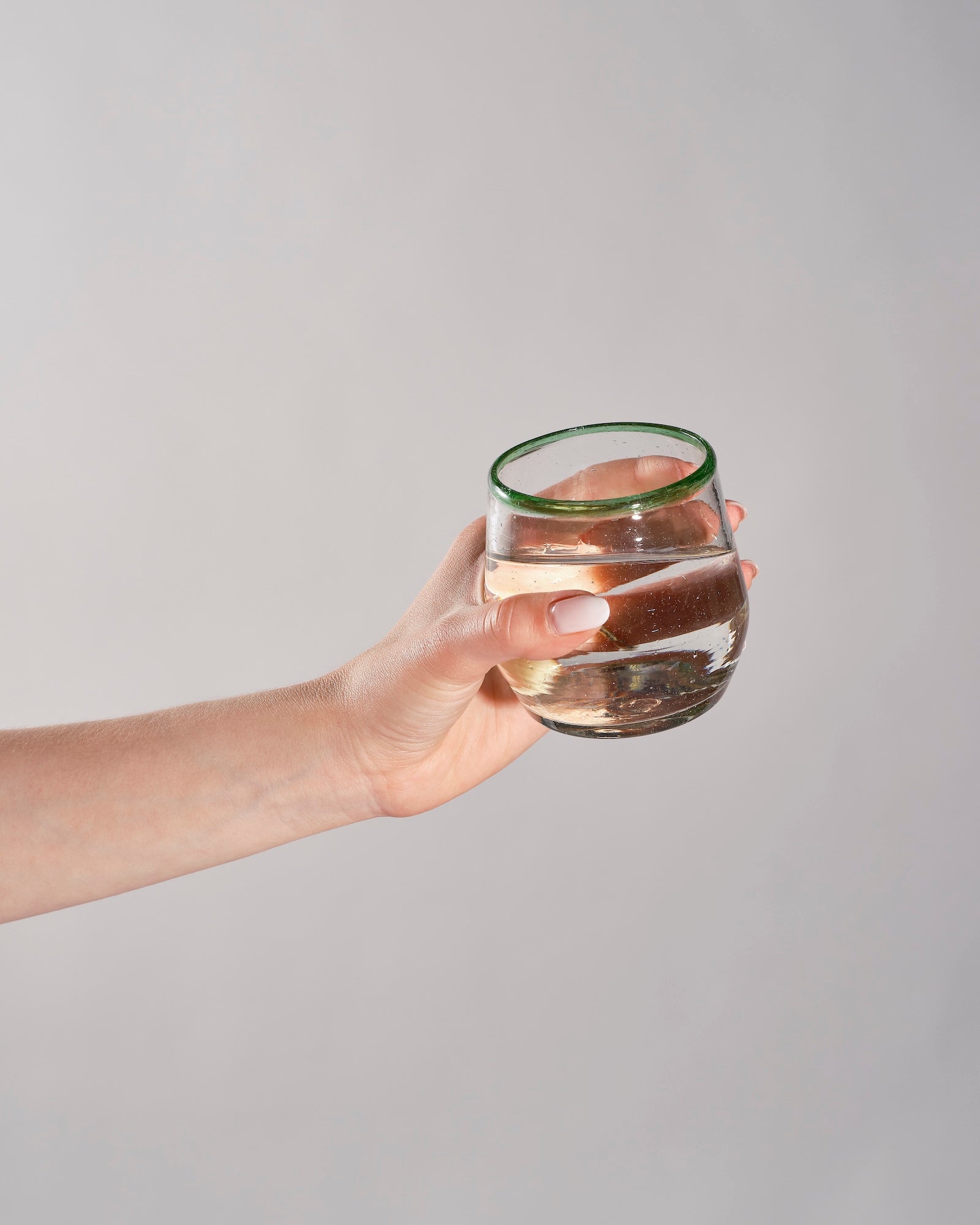 Green Rim Roly Wine Glass