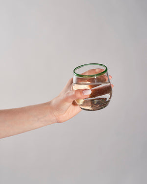 Green Rim Roly Wine Glass