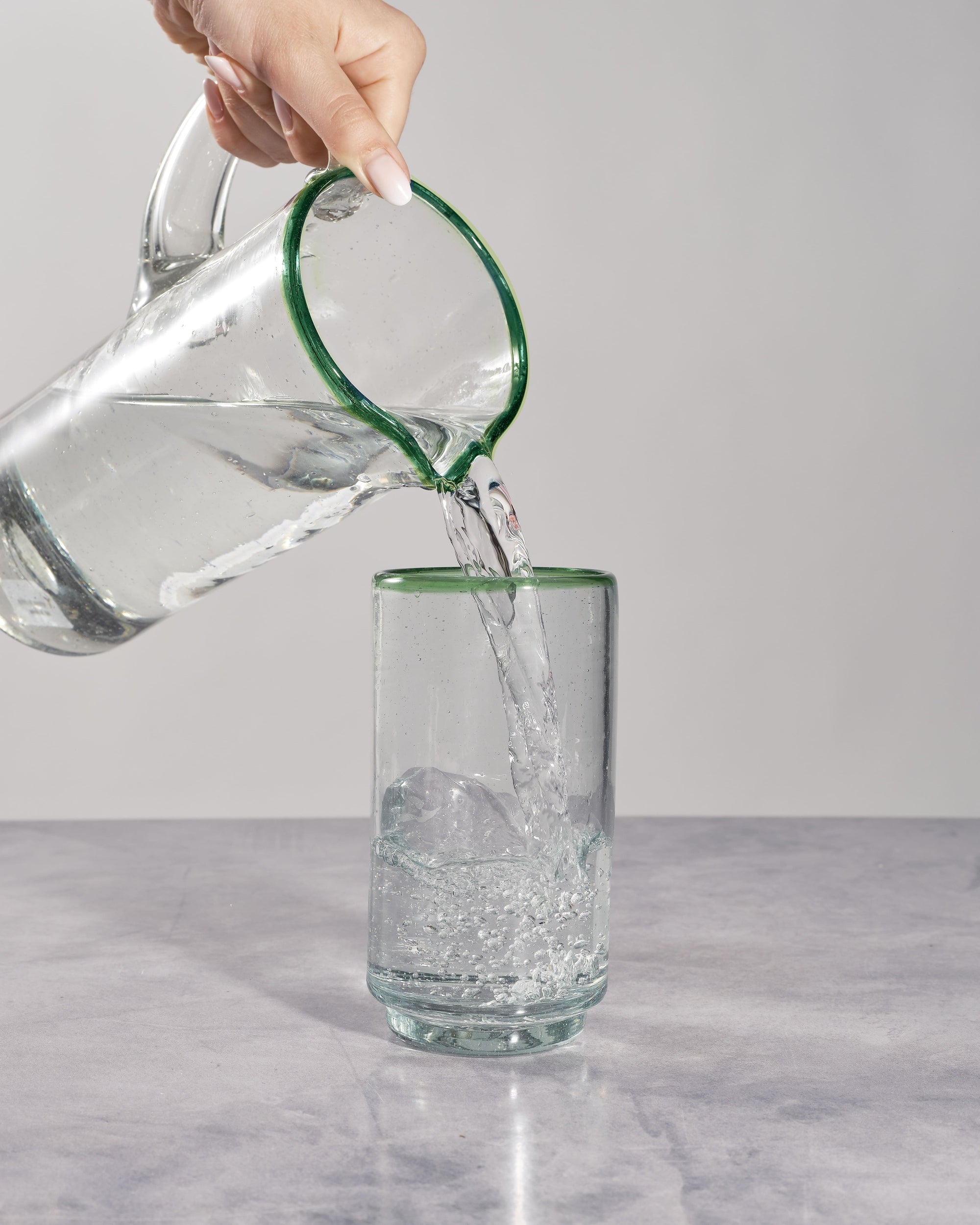 Large Green Rim Stacking Glass
