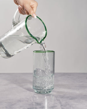 Large Green Rim Stacking Glass