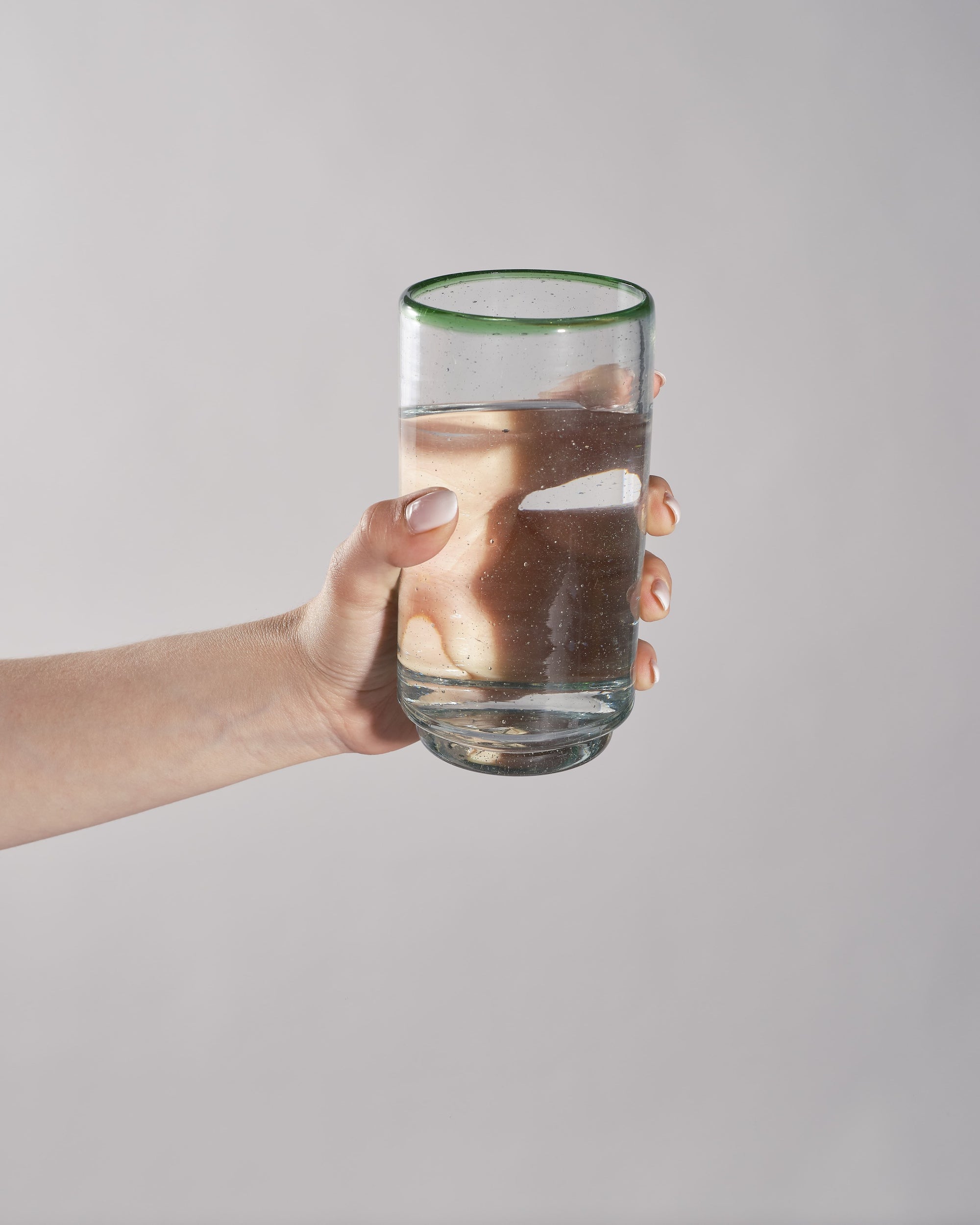 Large Green Rim Stacking Glass