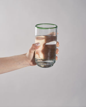 Large Green Rim Stacking Glass