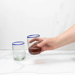 Medium Blue Rim Stacking Drinking Glass