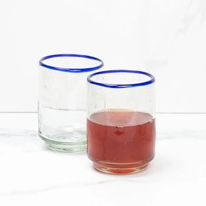 Medium Blue Rim Stacking Drinking Glass