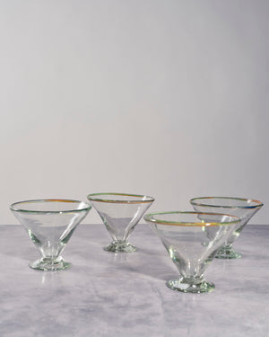 Margarita Glasses - Hand-Blown Recycled Glass, Set of 4