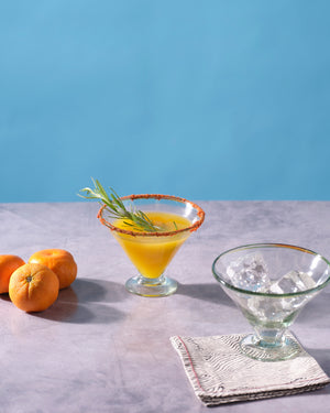 Margarita Glasses - Hand-Blown Recycled Glass, Set of 4