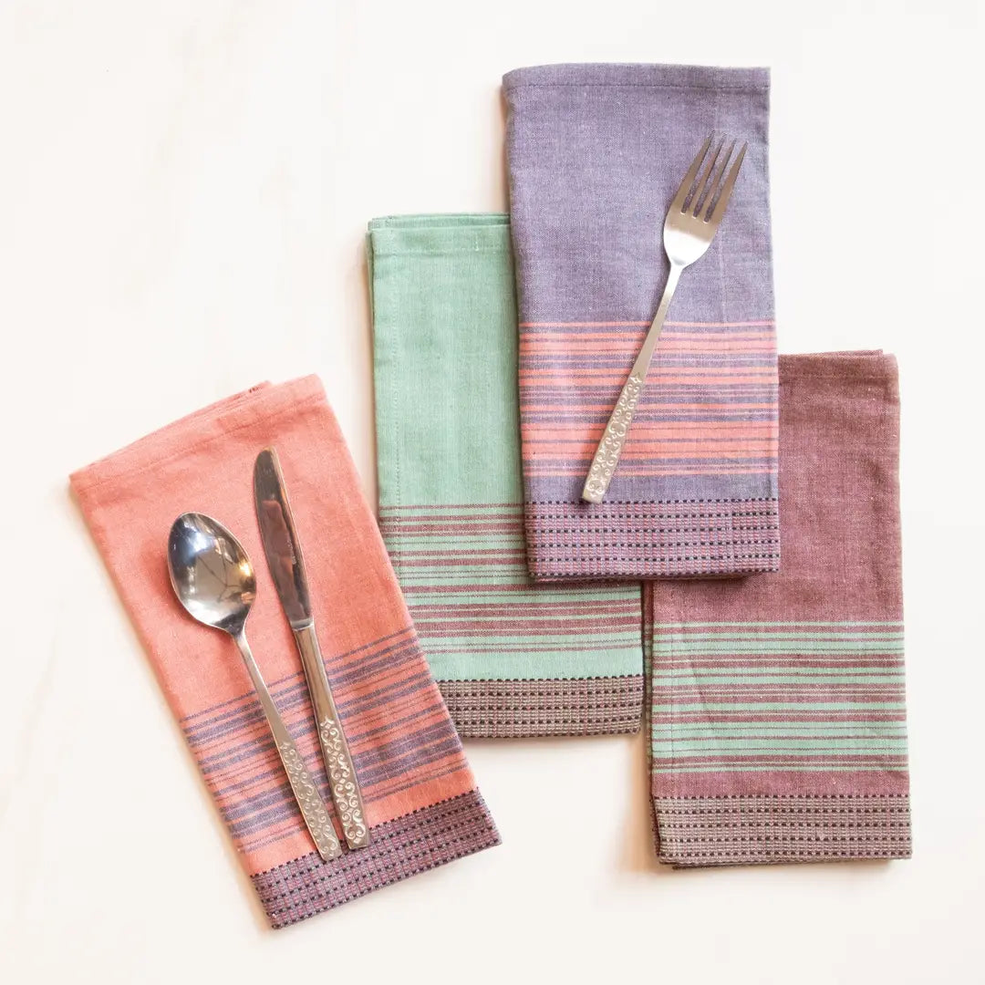 Handloomed terraklay Napkins with Stripes