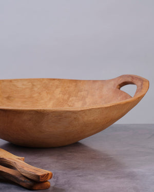 Large 18 inch Contemporary Oval wood Bowl with Handles