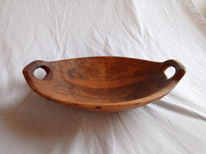 Large 18 inch Contemporary Oval wood Bowl with Handles