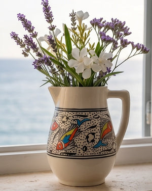 Rainbow Fish Ceramic Flower Vase and Pitcher